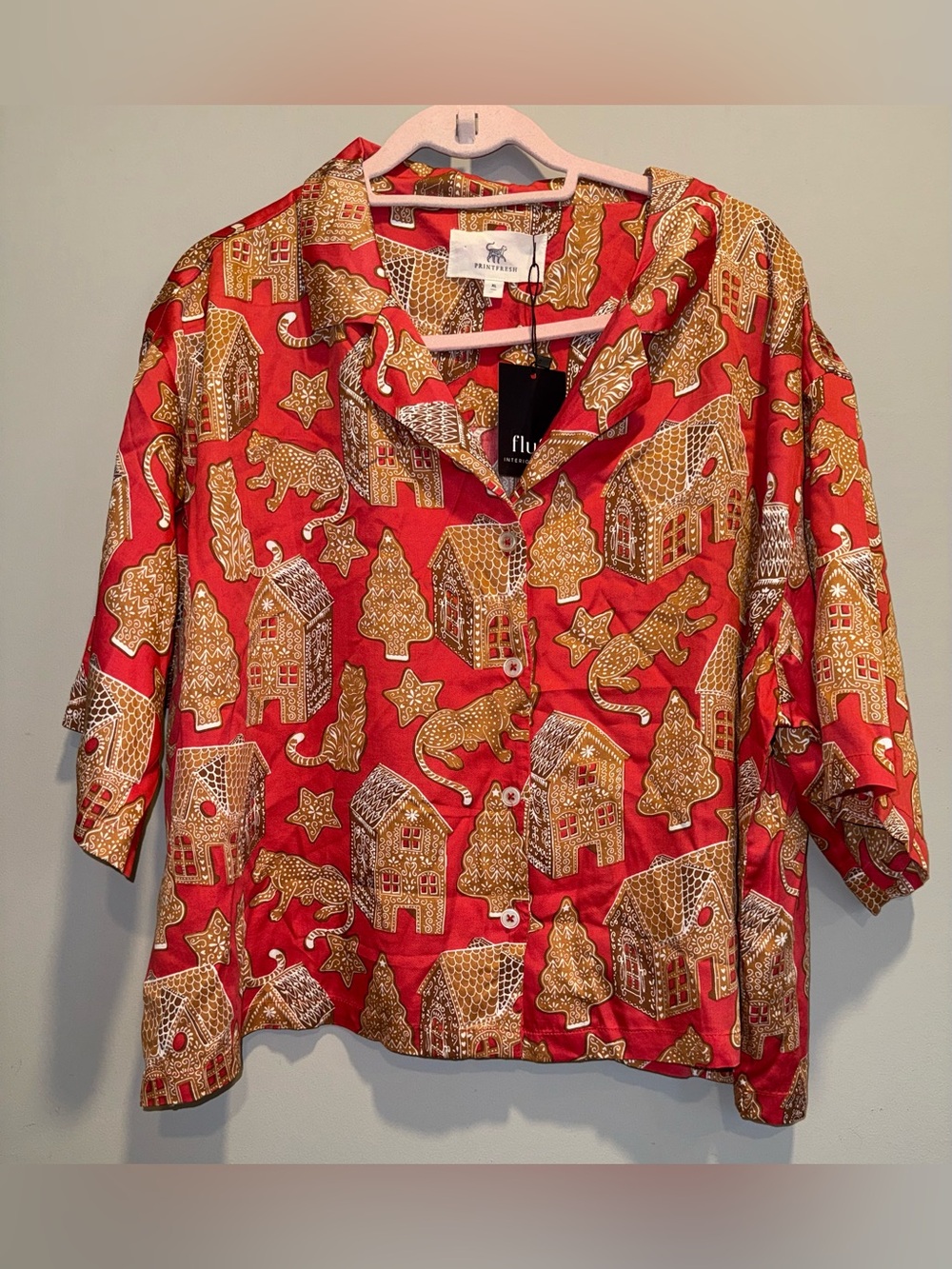 NWT Printfresh Eco Satin Wildest Dreams Pajama Set Gingerbread Party XL - Picture 3 of 5